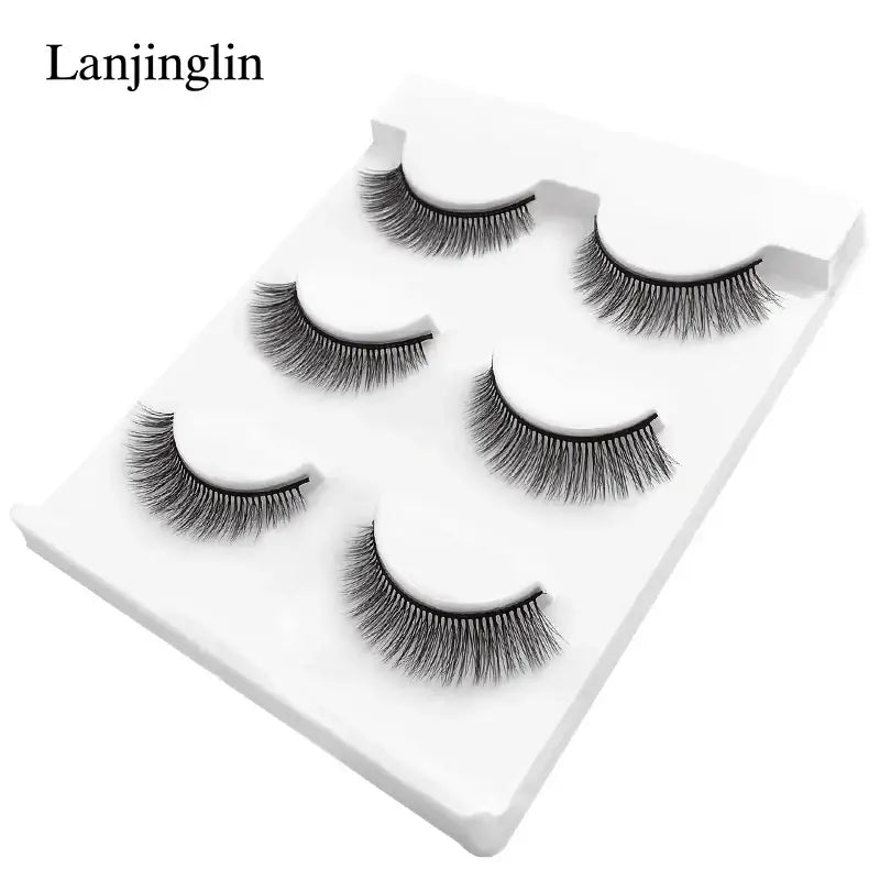 LANJINGLIN 3 Pairs 3D Faux Mink Hair False Eyelashes – Soft Wispy Fluffy Reusable Lashes - X09 / lashes