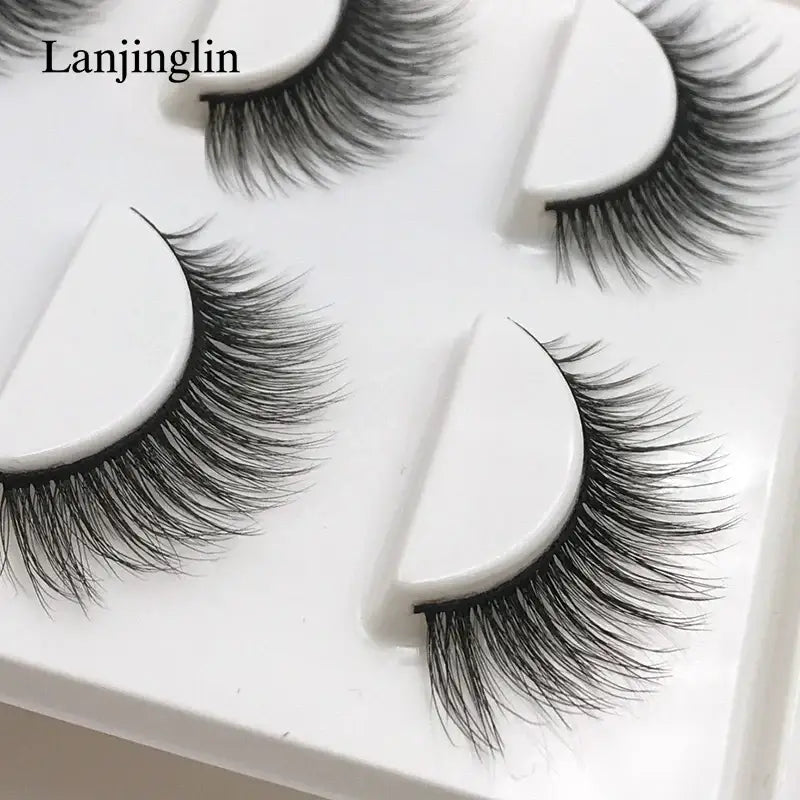 LANJINGLIN 3 Pairs 3D Faux Mink Hair False Eyelashes – Soft Wispy Fluffy Reusable Lashes - X11 / lashes