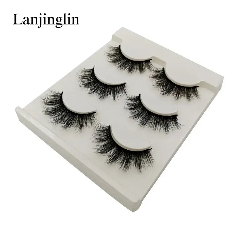 LANJINGLIN 3 Pairs 3D Faux Mink Hair False Eyelashes – Soft Wispy Fluffy Reusable Lashes - G301 / lashes