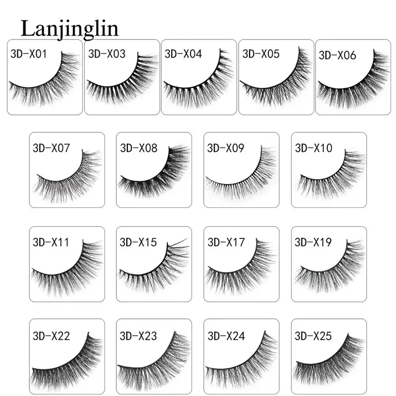 LANJINGLIN 3 Pairs 3D Faux Mink Hair False Eyelashes – Soft Wispy Fluffy Reusable Lashes