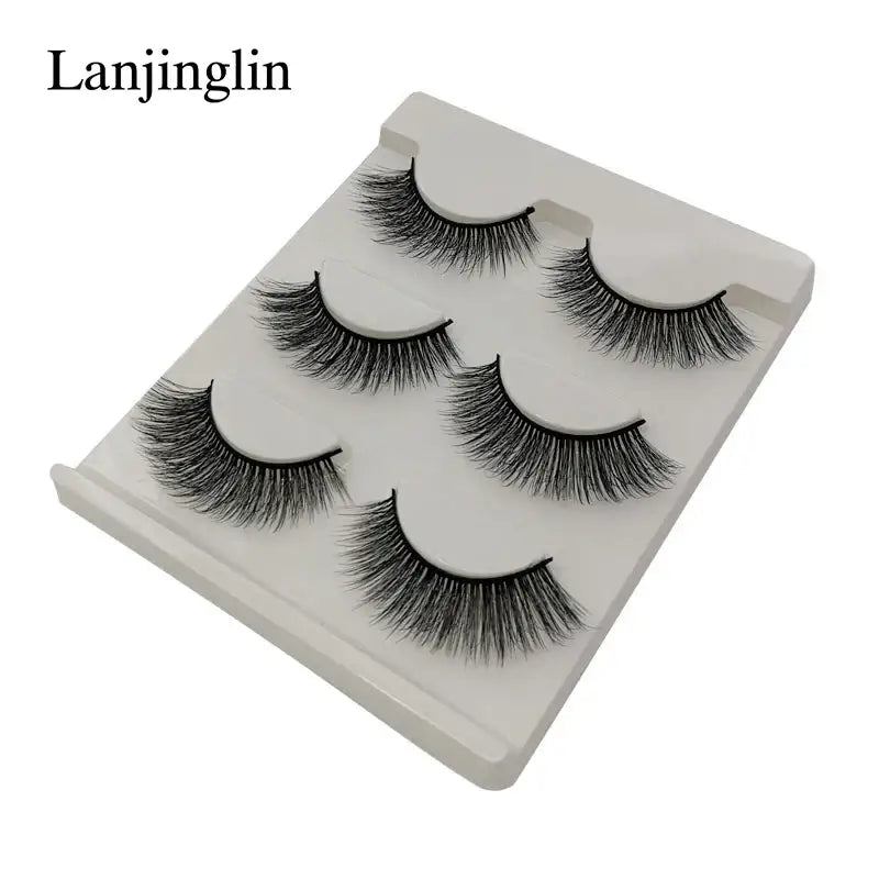 LANJINGLIN 3 Pairs 3D Faux Mink Hair False Eyelashes – Soft Wispy Fluffy Reusable Lashes - G303 / lashes