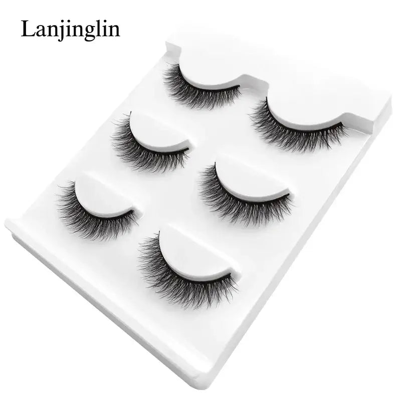 LANJINGLIN 3 Pairs 3D Faux Mink Hair False Eyelashes – Soft Wispy Fluffy Reusable Lashes - X05 / lashes