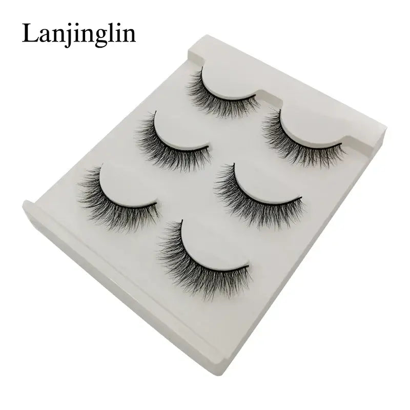 LANJINGLIN 3 Pairs 3D Faux Mink Hair False Eyelashes – Soft Wispy Fluffy Reusable Lashes - G302 / lashes
