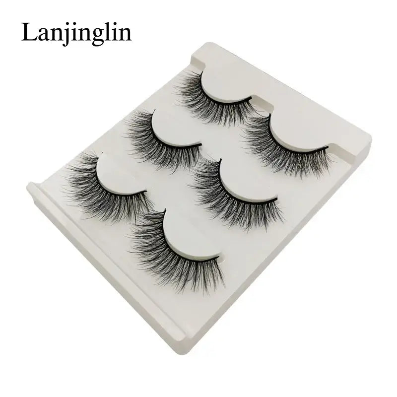 LANJINGLIN 3 Pairs 3D Faux Mink Hair False Eyelashes – Soft Wispy Fluffy Reusable Lashes - G305 / lashes