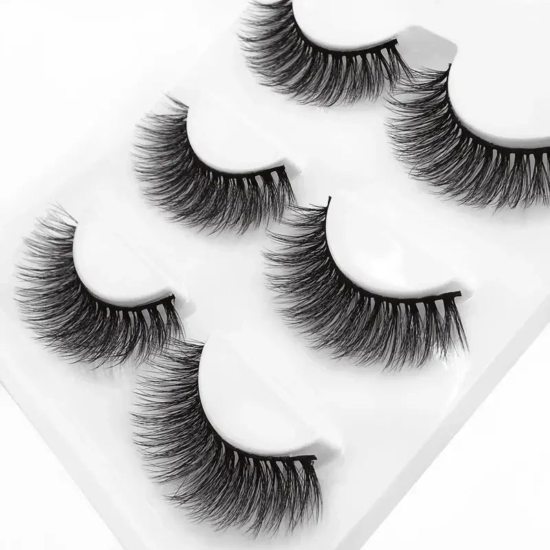 LANJINGLIN 3 Pairs 3D Faux Mink Hair False Eyelashes – Soft Wispy Fluffy Reusable Lashes