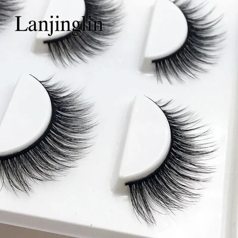 LANJINGLIN 3 Pairs 3D Faux Mink Hair False Eyelashes – Soft Wispy Fluffy Reusable Lashes