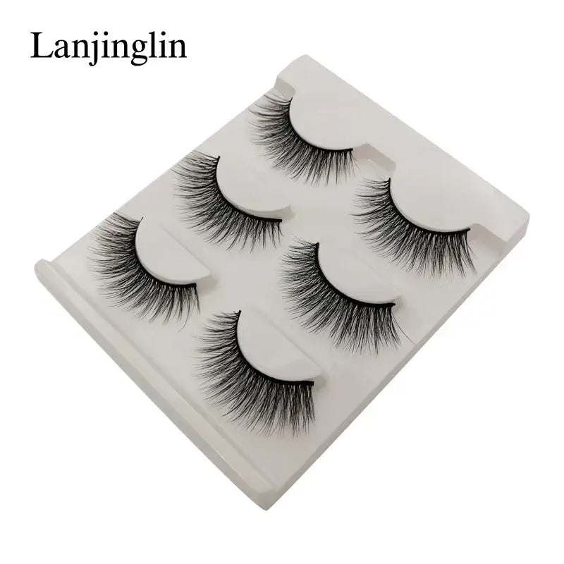 LANJINGLIN 3 Pairs 3D Faux Mink Hair False Eyelashes – Soft Wispy Fluffy Reusable Lashes - G308 / lashes