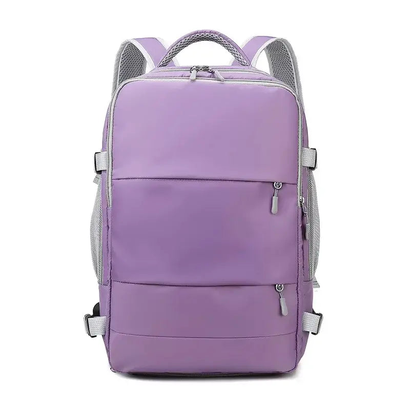 Large Capacity Multifunction Travel Backpack with Shoe Compartment – Waterproof Multilayer Journey Luggage Bag - Purple