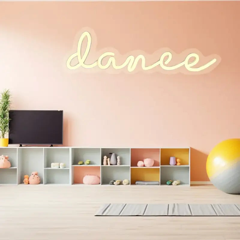 LED Dance Neon Sign – USB-Powered Wall Light for Weddings Parties Dance Studios Bars & Home Decor - warm white
