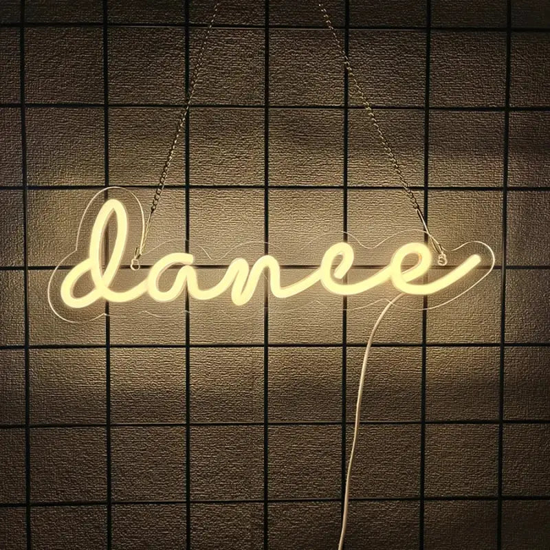 LED Dance Neon Sign – USB-Powered Wall Light for Weddings Parties Dance Studios Bars & Home Decor - warm white