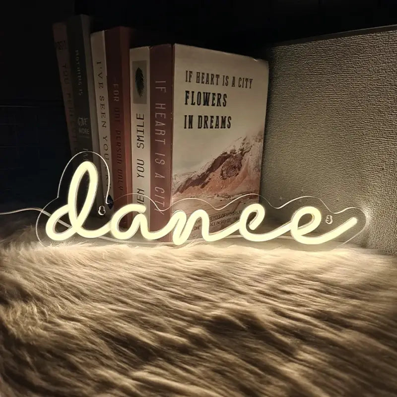 LED Dance Neon Sign – USB-Powered Wall Light for Weddings Parties Dance Studios Bars & Home Decor - warm white