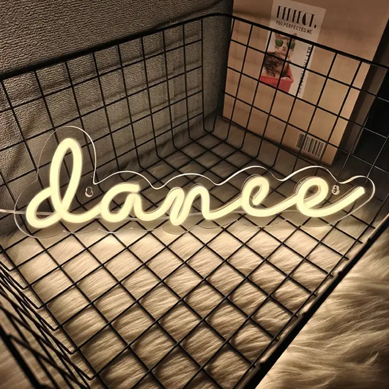 LED Dance Neon Sign – USB-Powered Wall Light for Weddings Parties Dance Studios Bars & Home Decor - warm white