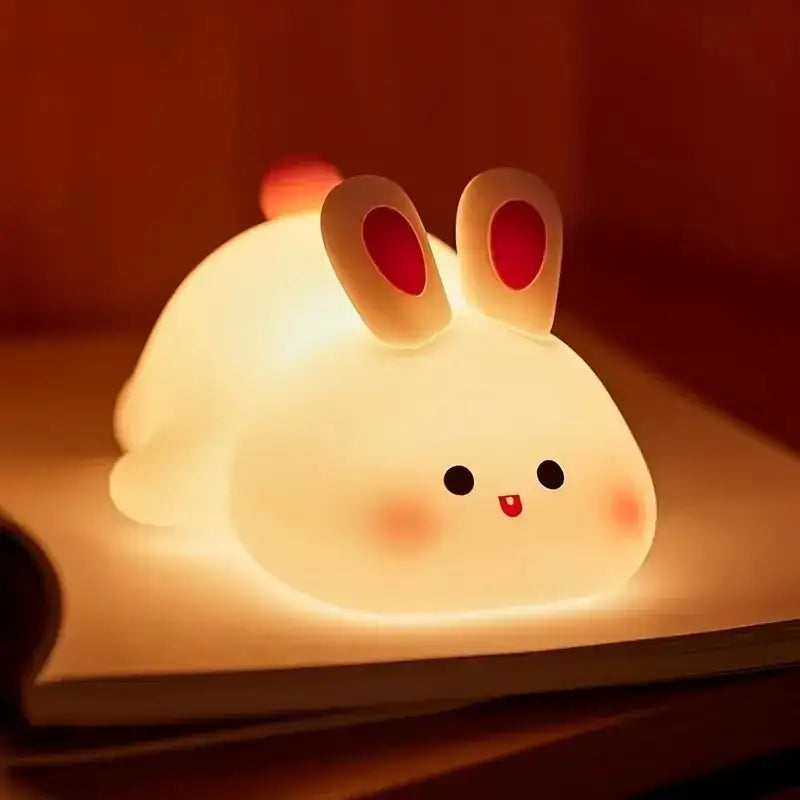 LED Silicone Rabbit Night Light – Touch Sensor Cute Animal Lamp USB Rechargeable Kids Bedroom Decor & Bedside Lamp