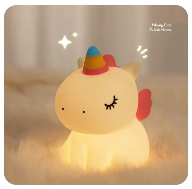 LED Silicone Rabbit Night Light – Touch Sensor Cute Animal Lamp USB Rechargeable Kids Bedroom Decor & Bedside Lamp