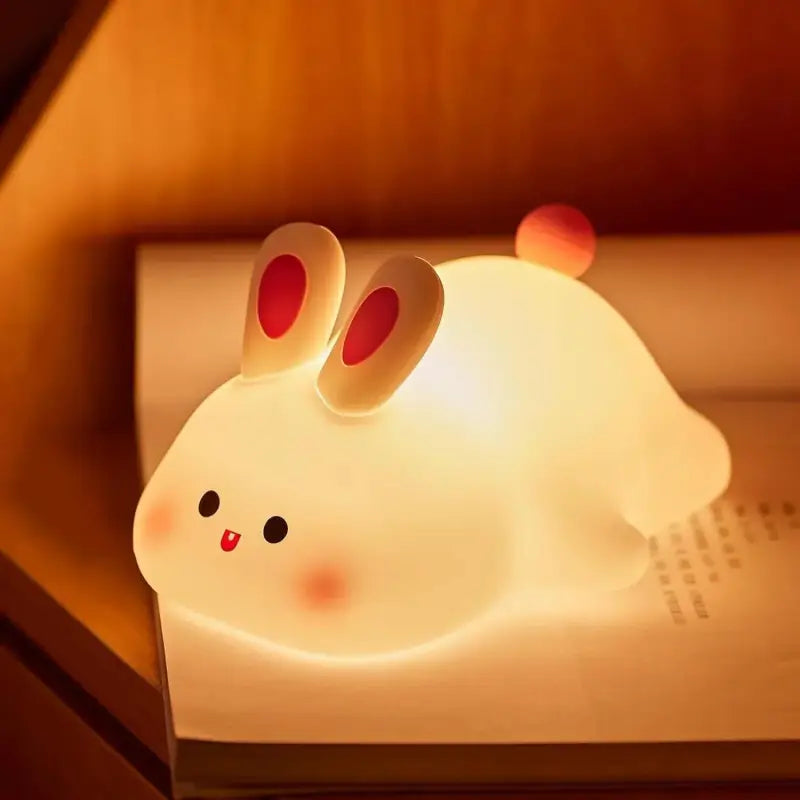 LED Silicone Rabbit Night Light – Touch Sensor Cute Animal Lamp USB Rechargeable Kids Bedroom Decor & Bedside Lamp