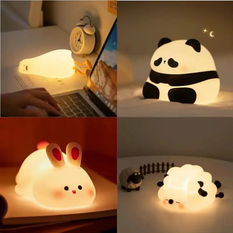 LED Silicone Rabbit Night Light – Touch Sensor Cute Animal Lamp USB Rechargeable Kids Bedroom Decor & Bedside Lamp