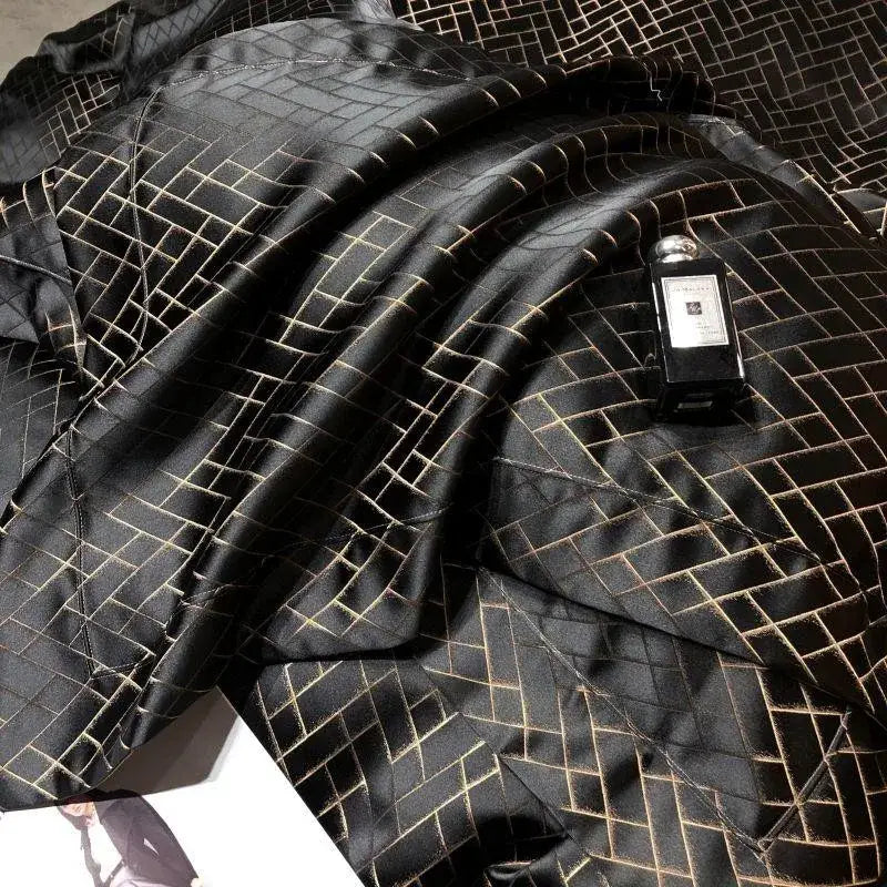 Luxury Black Gold Jacquard Egyptian Cotton Bedding Set - 4/6 Pcs