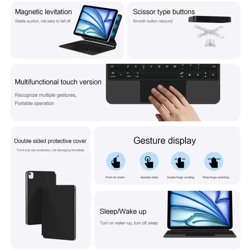 Magic Keyboard Case For iPad Pro 11 inch 12.9’’ M2 13 M4 Air 4th 5th ipad10 10th 10.9 Smart Cover Multi-touch Magnetic