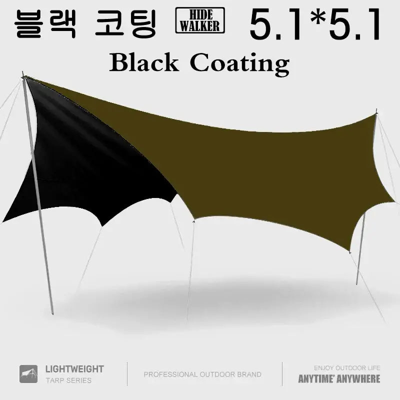 Octagon 5x5 Black Coating Tarp for 12 People – Waterproof Outdoor Camping Sunshade Awning
