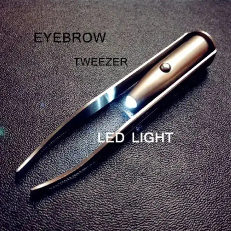 Portable Stainless Steel LED Tweezer – Smart Design for Precise Eyebrow Hair Removal - Silver