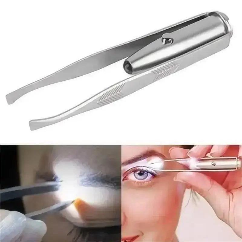 Portable Stainless Steel LED Tweezer – Smart Design for Precise Eyebrow Hair Removal - Silver