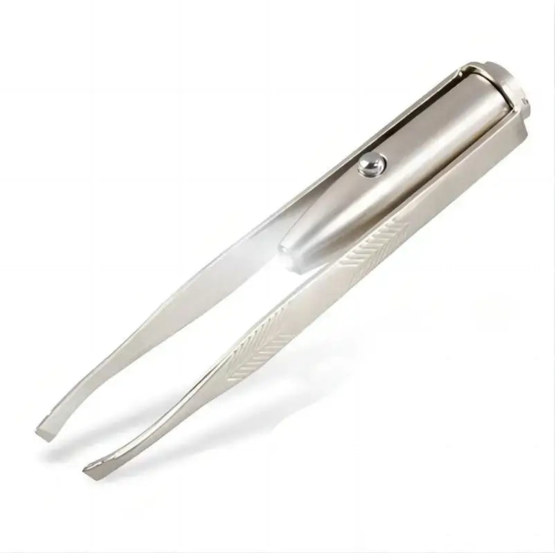 Portable Stainless Steel LED Tweezer – Smart Design for Precise Eyebrow Hair Removal - Silver