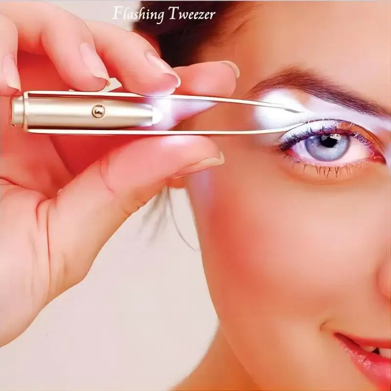 Portable Stainless Steel LED Tweezer – Smart Design for Precise Eyebrow Hair Removal - Silver