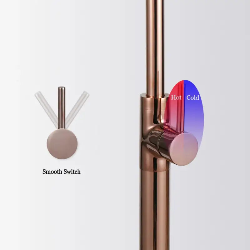 Rose Gold Bathroom Bathtub Floor Stand Faucet – 360° Rotation Mixer with Brass Hand Shower