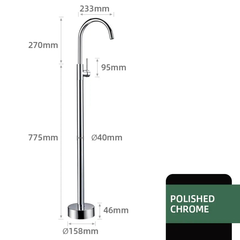 Rose Gold Bathroom Bathtub Floor Stand Faucet – 360° Rotation Mixer with Brass Hand Shower - Polished Chrome