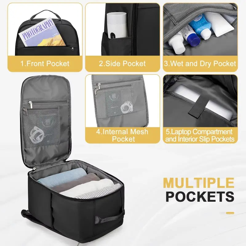 Ryanair Approved 40x20x25cm Cabin Backpack – Fits EasyJet 45x36x20cm Hand Luggage Unisex Laptop Travel Rucksack - Small