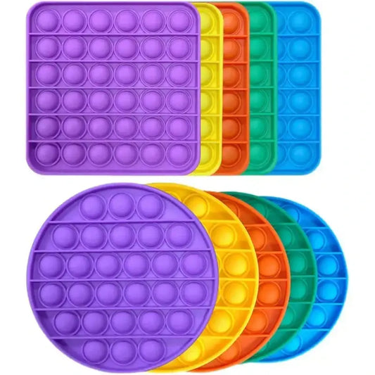 Silicone Bubble Sensory Fidget Toys - Stress Reliever Gifts for Kids Birthday Party Favors Poppers - 3PCS Rainbow