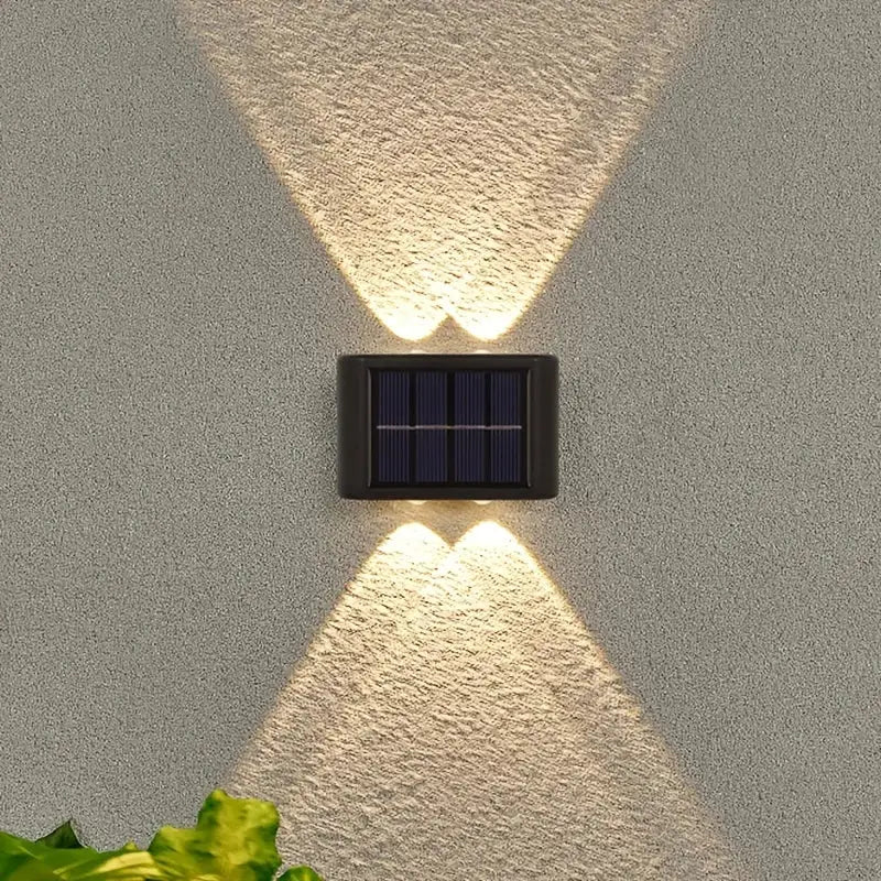 Solar Wall Light – 4-LED Up & Down Outdoor Decorative Lamp Waterproof Exterior Light for Garden Patio Yard (1/2/4/6