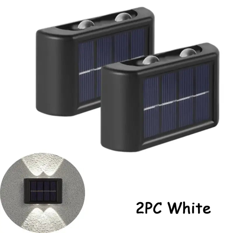 Solar Wall Light – 4-LED Up & Down Outdoor Decorative Lamp Waterproof Exterior Light for Garden Patio Yard (1/2/4/6