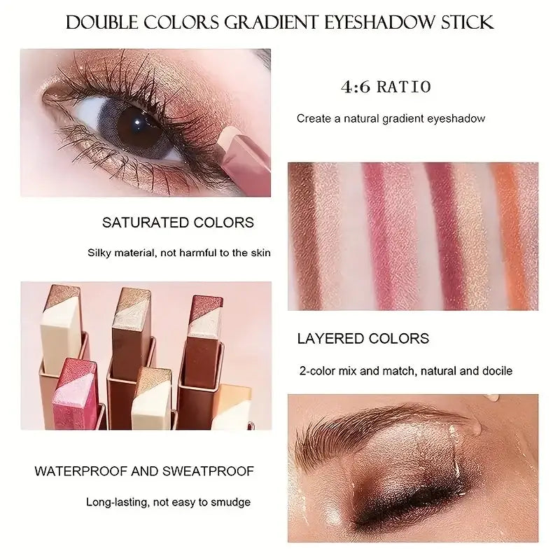 Two-Color Gradient Eyeshadow Stick – Long-Lasting Natural & Three-Dimensional Eye Makeup