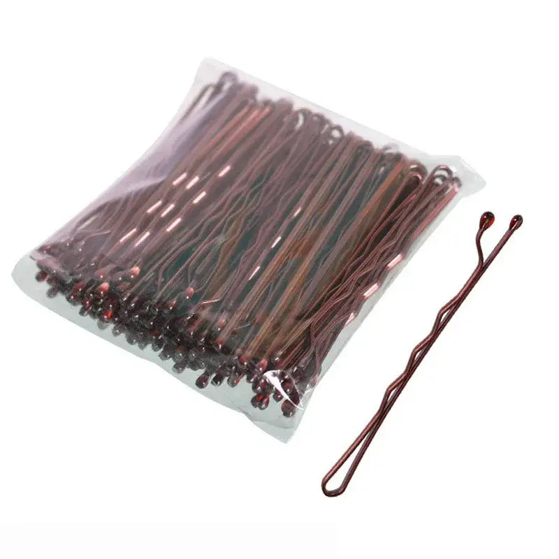 U-Shaped Gold Brown Plated Hairpins Metal Bobby Pins for Buns Hair Styling Salon Accessories - Brown 5cm / 50PCS