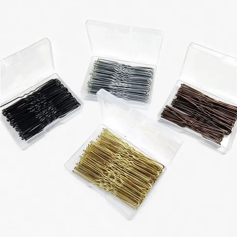 U-Shaped Gold Brown Plated Hairpins Metal Bobby Pins for Buns Hair Styling Salon Accessories
