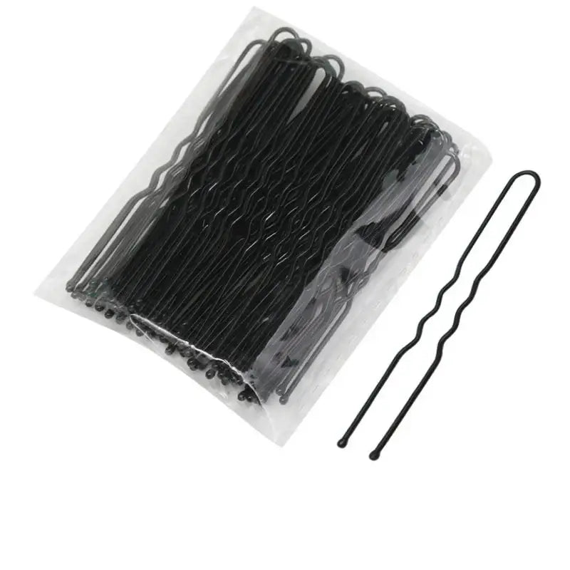 U-Shaped Gold Brown Plated Hairpins Metal Bobby Pins for Buns Hair Styling Salon Accessories - U Black 6cm / 50PCS