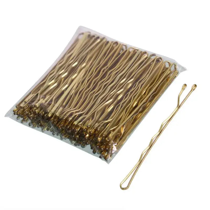 U-Shaped Gold Brown Plated Hairpins Metal Bobby Pins for Buns Hair Styling Salon Accessories - Gold 5cm / 50PCS