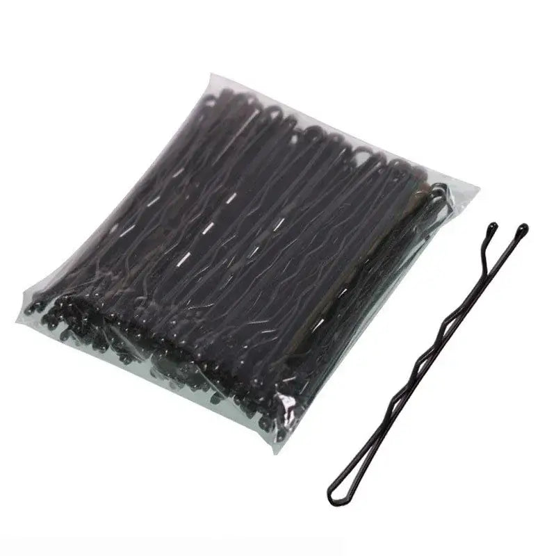 U-Shaped Gold Brown Plated Hairpins Metal Bobby Pins for Buns Hair Styling Salon Accessories - Black 5cm / 50PCS