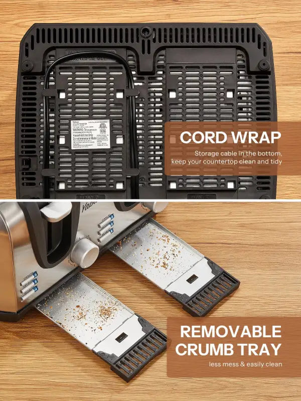 Yabano 4 Slice Toaster | Extra Wide Slots 7-Shade Settings Defrost & Reheat Functions Fun Smiley Plates - sliver