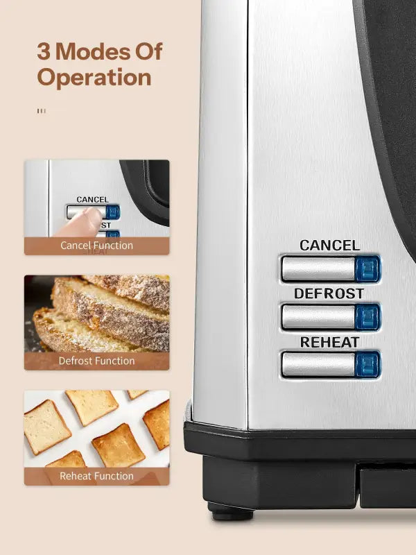 Yabano 4 Slice Toaster | Extra Wide Slots 7-Shade Settings Defrost & Reheat Functions Fun Smiley Plates - sliver